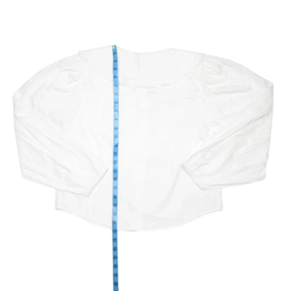 Anthropologie Maeve Long-Sleeve Sailor Collared Ruffle-Front Blouse White M